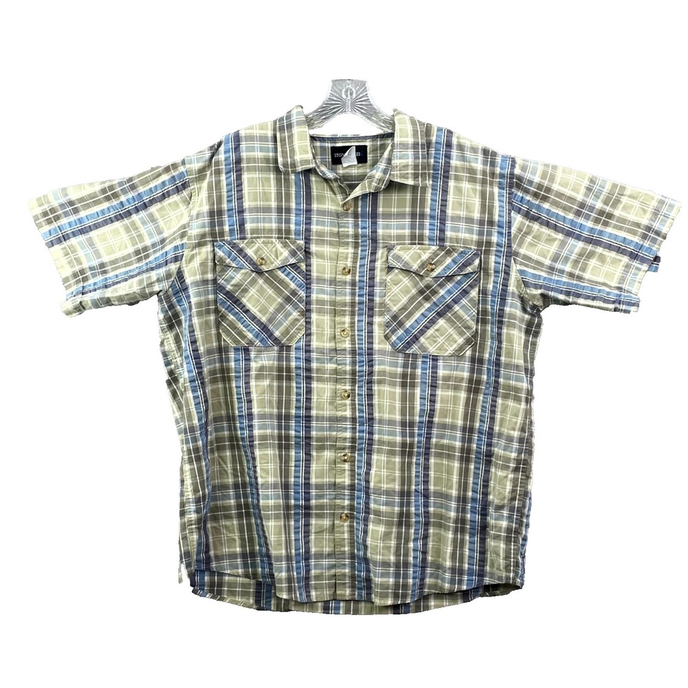 Stone Creek Shirt Mens Large Gingham Button Up Everyday Wear Summer Streetwear